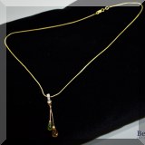J01. 14K gold w/diamonds and amber and citrine dropped stones necklace. 16” - $295